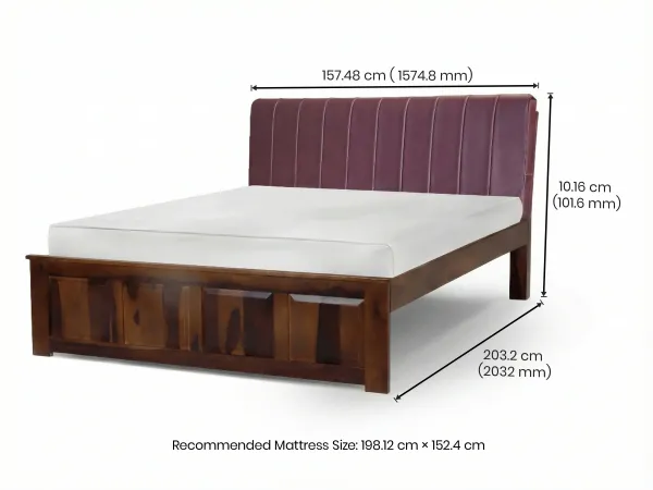 Regal Queen Bed with Burgundy Leatherite